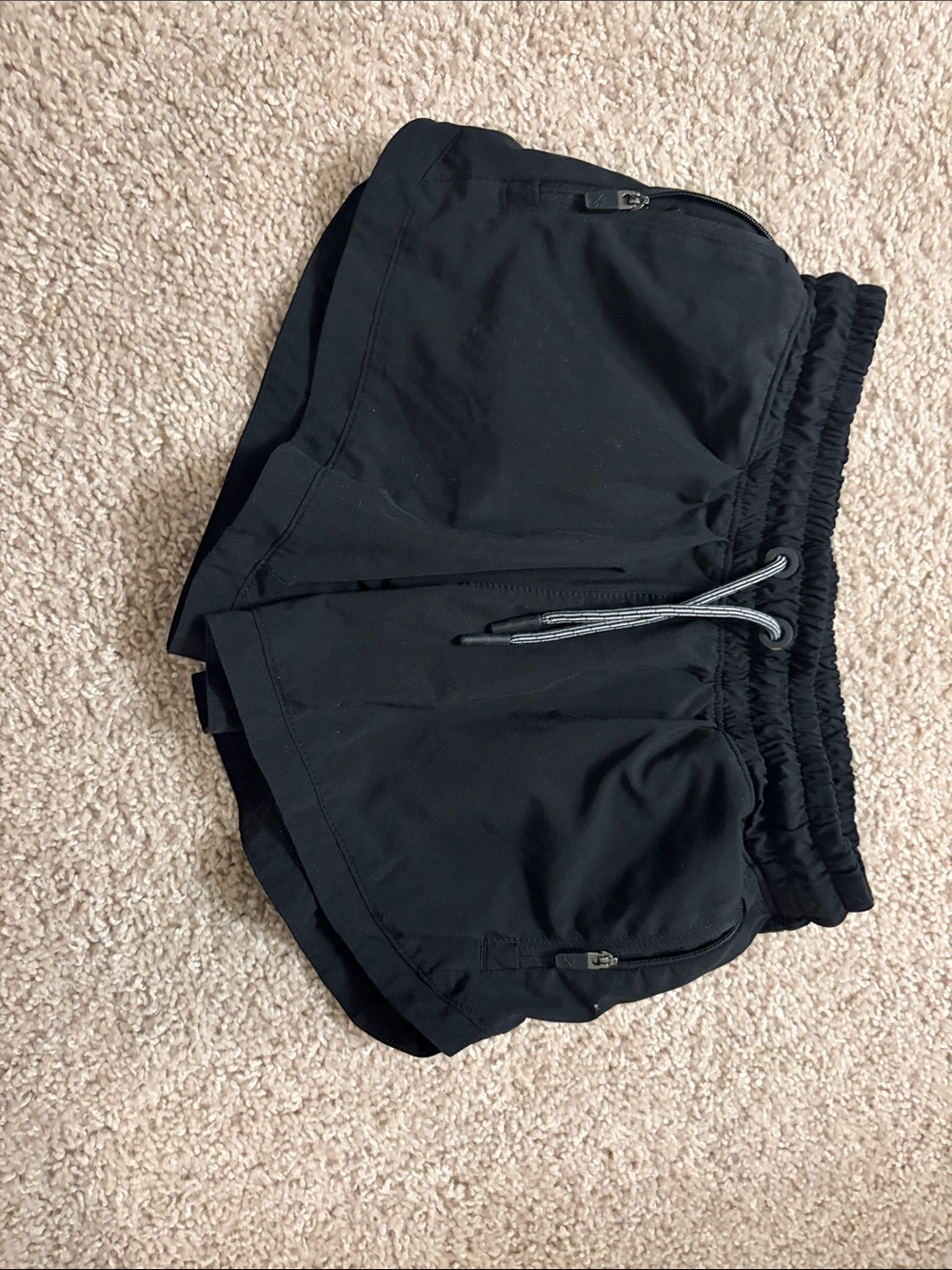 Girls Black Athletic Drawstring Shorts
